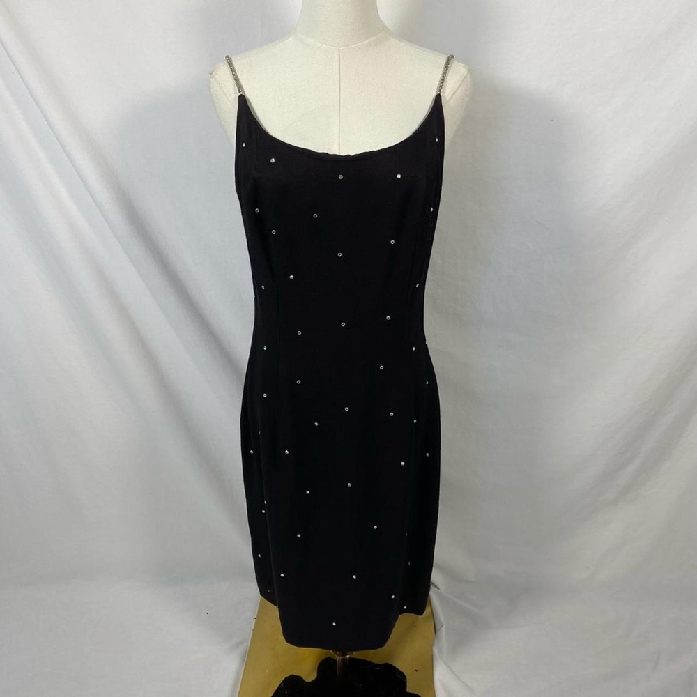 Geary Roark Kamisato black rhinestone maxi dress sizeβ 8 vintage 90s whimsigoth